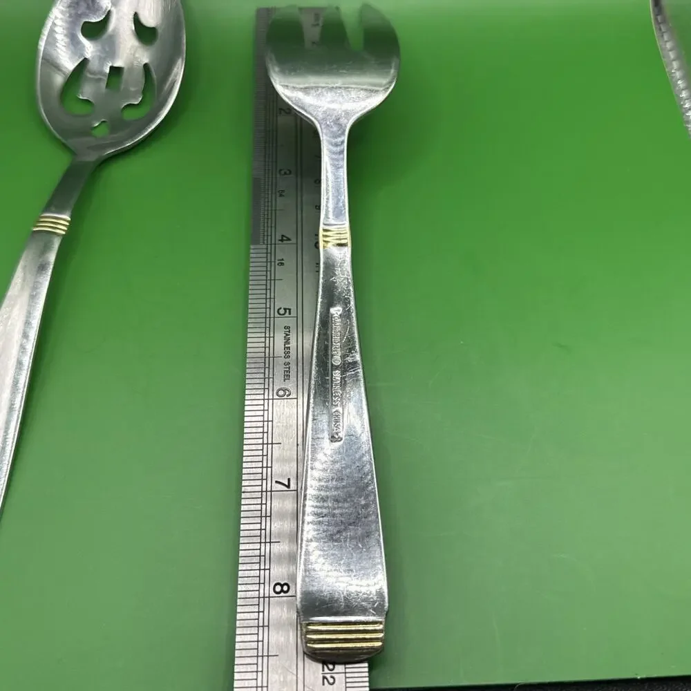 VTG Cambridge Metro Stainless Serving Set Meat Fork Pierced Spoon 2 PC Flatware